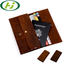 Custom PU Leather Passport Cover Passport Holder Travel Set with Foil Stamping Logo