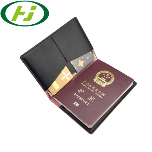 New Design Genuine Leather and Canvas Passport Holder With Debossed Logo