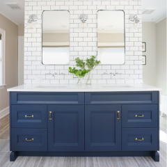 Navy blue wood vanity