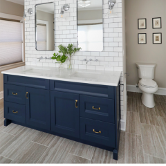 Navy blue wood vanity