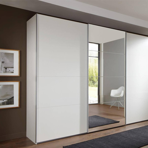 White mat painting sliding door with mirror cloest