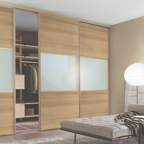 Timber tone sliding door closet