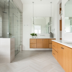 Contemporary wood tone vanity