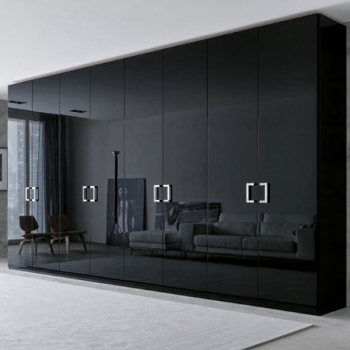 High gloss black painted lacquer casement wardrobe