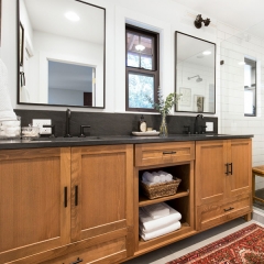 Stained oak shaker vanity