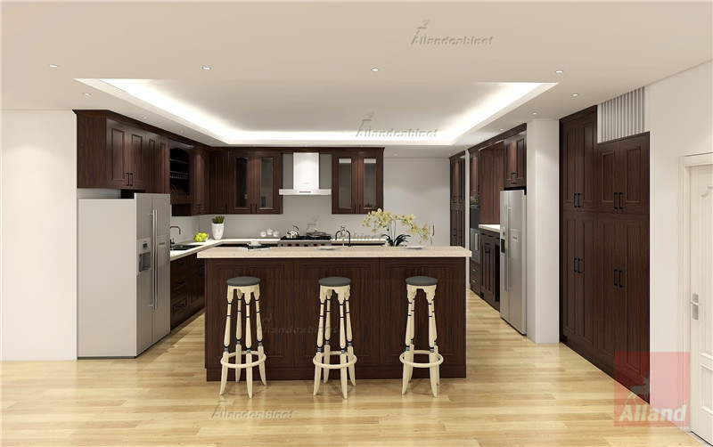 Allandcabinet Classic designing walnut solidwood Kitchen cabinet