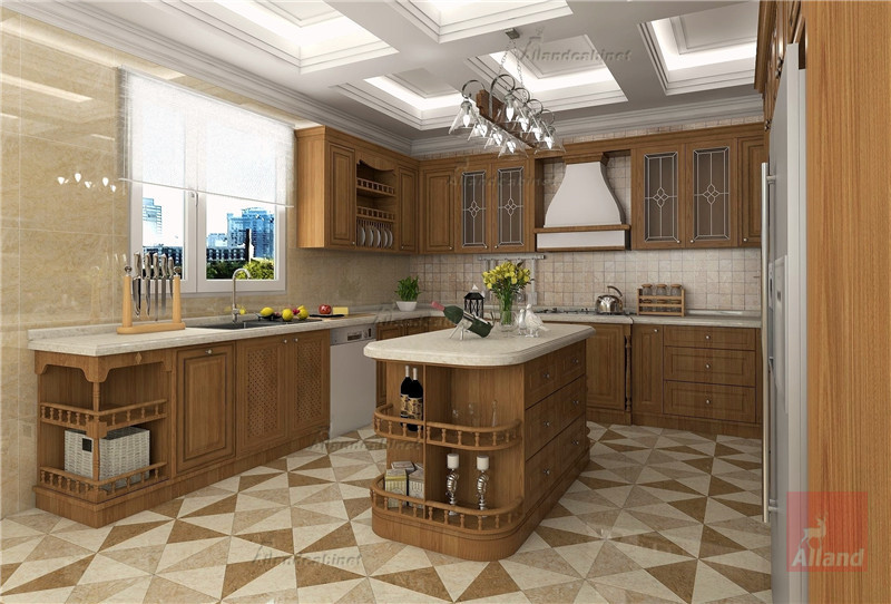 Allandcabinet Classic designing brown solidwood Kitchen cabinet