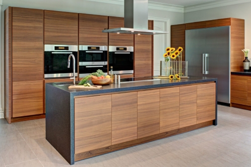 Wood veeneer&lacquer modern kitchen cabinet-Allandcabinet