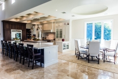 Dark stained shaker and white painted shaker transitional kitchen cabinets with mullion glass door-Allandcabinet