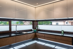 High gloss lacquer painted and wood grain modern design kitchen-Allandcabinet