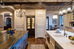 White kitchen cabinet with blue island traditional design -Allandcabinet