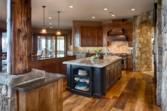 Rustic natural wood kitchen cabinet with black painted island-Allandcabinet