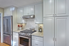 White painted transitional smiple design framed kitchen cabinet with full overlay door-Allandcabnet