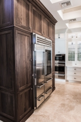 Dark stained shaker and white painted shaker transitional kitchen cabinets with mullion glass door-Allandcabinet