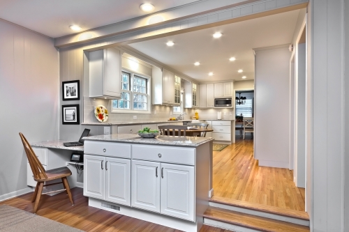 White painted transitional smiple design framed kitchen cabinet with full overlay door-Allandcabnet