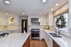 Painted shaker kitchen with stained cherry island-Allandcabinet