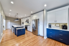 Light blue kitchen cabinet with deep glue island shaker kitchen-Allandcabinet