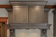 Rustic stained cherry traditional kitchen cabinet with beatiful mullion door-Allandcabinet