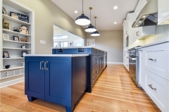 Light blue kitchen cabinet with deep glue island shaker kitchen-Allandcabinet