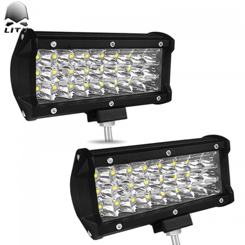 2020 LITU三排LED方形工作灯72W辅助灯7英寸长条灯，用于越野/船用/摩托车/ATV
