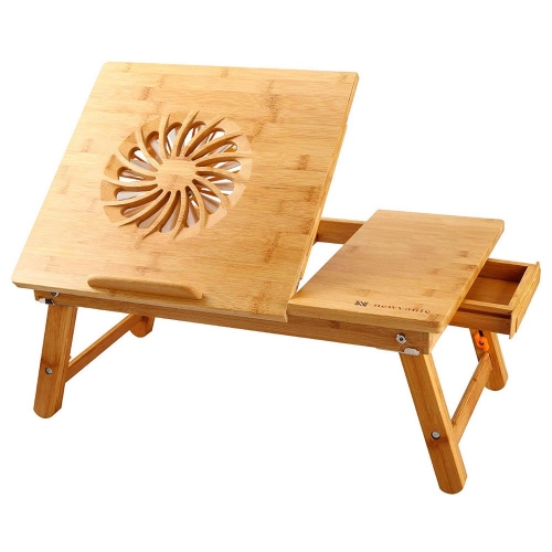 Laptop Tilting Desk with USB Fan, Bamboo