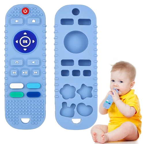 Silicone Baby Teething Toys,BPA Free TV Remote Control Shape Teething Toys for Babies 6-12 Months Baby Chew Toys for Toddlers,Blue