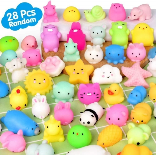 Mochi Squishy Toys, 28PCS Animal Mini Squishies Kawaii Party Favors for Kids Cat Unicorn Squishy Squeeze Stress Relief Toys Goodie Bags Novelty Toy Gi