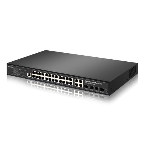 OEM/ODM 32-Port Gigabit L2 Managed Poe Switch with 4 Combos port VLAN/QOS/ SNMP/POE intelligent managed