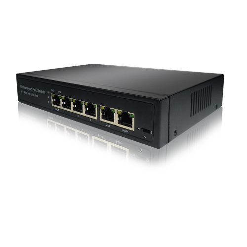 6-Port PoE switch with 4 poe port supports 250m Distance