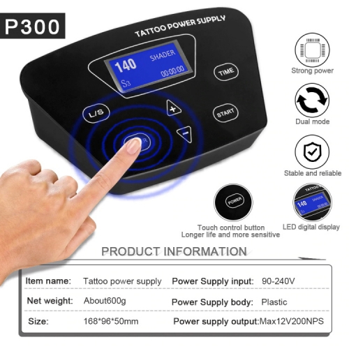 P300 THUNDERLORD Tattoo Power Supply, Professional Tattoo Power Supplies Touch Screen Intelligent Digital LCD Dual Tattoo Machine Power Supply Set