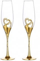 Wedding Champagne Glass Set Gold Toasting Flute Glasses