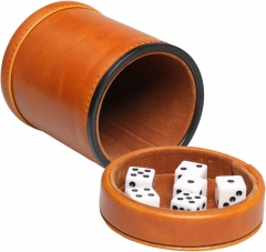 MI356CD Leatherette Dice Cup with Lid Includes 6 Dices