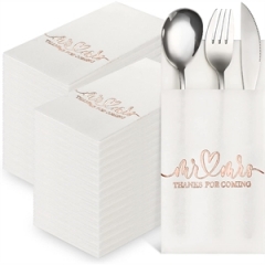 Disposable Linen Feel Napkins with Built in Flatware Pocket