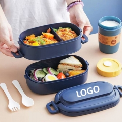 Stackable Bento Lunch Box With Cutlery Set