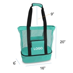 Outdoor Insulated Mesh Beach Tote Pool Bag with Cooler