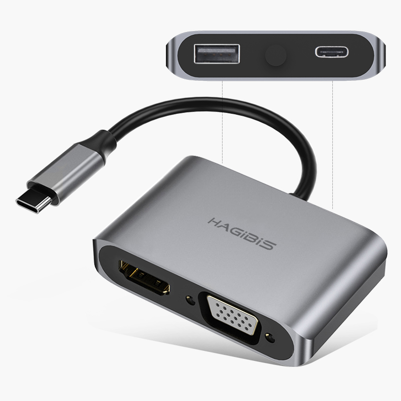 Sweeten ankel astronomi Hagibis USB C to HDMI VGA PD Adapter Type C to HDMI Thunderbolt 3 for Huawei  Mate 20/P30 Pro Galaxy S10/S9/S8 USB C To HDMI