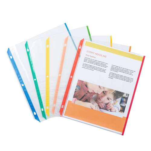 Colored-Edge Sheet Protectors , transparent , PP Letter