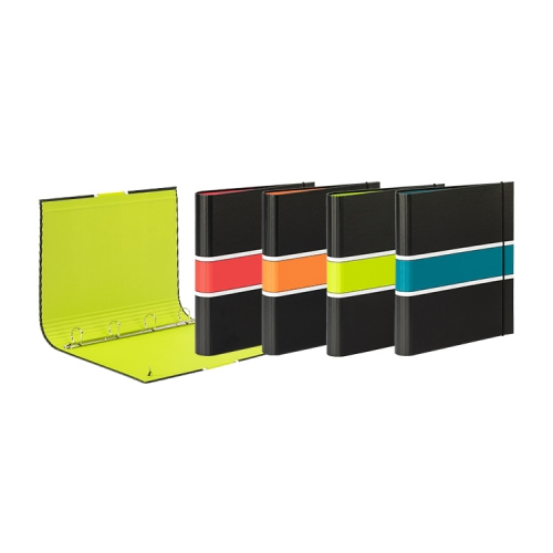Ring Binders with Elastic Closure, Round Spine, A4, Fusion