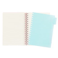Spiral Notebooks with 4 Dividers, 100 Sheets, A5, PastelGLAM