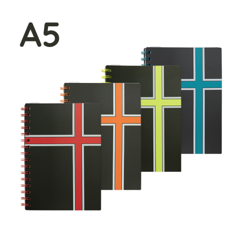 Spiral Notebooks with Movable Ruler, 80 Sheets, A5, Fusion