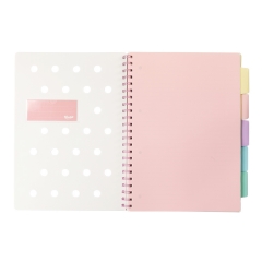 Spiral Notebooks with 5 Dividers, 100 Sheets, A4, PastelGLAM