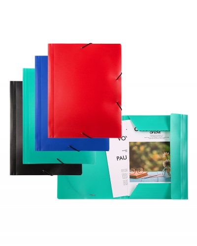 A4 PP economical 3 flap folder with elastic closure