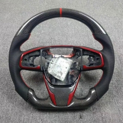 Honda Genuine Leather Carbon Fiber Steering Wheel With Engine Start Switch Drive Button Sport Multi-Function
