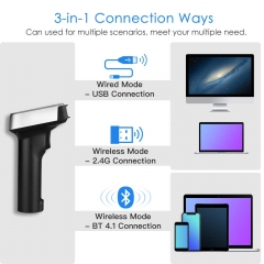 Eyoyo Wireless Barcode Scanner, Compatible with Bluetooth Function & 2.4GHz Wireless & Wired Connection CCD Bar Code Reader for iPad, iPhone, Android Phones, Tablets or Computers, PC with USB Receiver