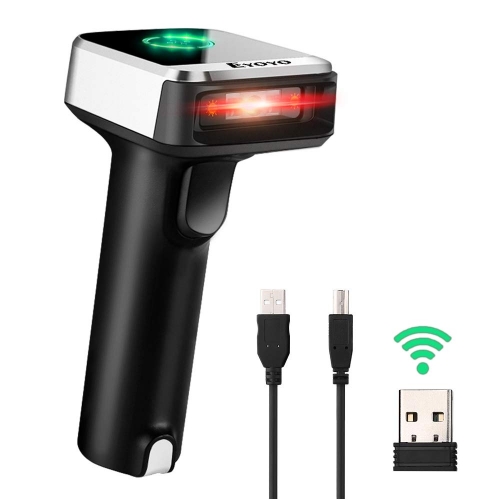 Eyoyo Wireless Barcode Scanner, Compatible with Bluetooth Function & 2.4GHz Wireless & Wired Connection CCD Bar Code Reader for iPad, iPhone, Android Phones, Tablets or Computers, PC with USB Receiver