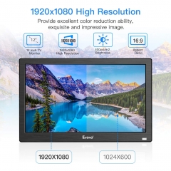 Eyoyo 12 inch Small TV Portable HDMI Monitor Kitchen TV with 1920x1080 IPS LCD Screen Display w/TV/HDMI/VGA/AV-BNC/USB Inputs & Dula Loud Speakers & Remote Control