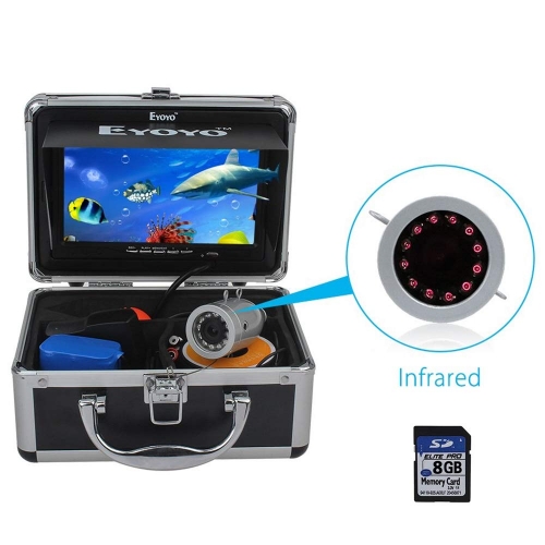 Eyoyo Portable 7 inch LCD Monitor Fish Finder Waterproof Underwater 1000TVL Fishing Camera (7 inch Infrared Lights(30m) + DVR)