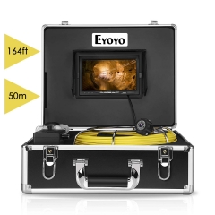 Eyoyo Pipe Pipeline Inspection Camera 50M/164ft Drain Sewer Industrial Endoscope Video Plumbing System with 7 Inch LCD Monitor 1000TVL DVR Recorder Snake Cam (Include 8GB SD Card)