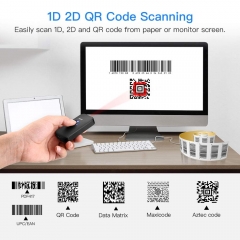 Eyoyo Mini Bluetooth 2D Barcode Scanner, 3-in-1 USB Wired/2.4G Wireless/Bluetooth Bar Code Reader Portable 1D QR Image Scanner PDF417 Data Matrix Code for iPad, iPhone, Android, Tablets or Computer PC