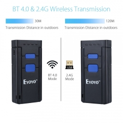 Eyoyo Mini 1D Wireless Barcode Scanner,Compatible with Bluetooth Function & 2.4GHz Wireless & Wired Connection, Portable Barcode Reader Work With Windows, Mac,Android, iOS Phones, Tablets or Computers